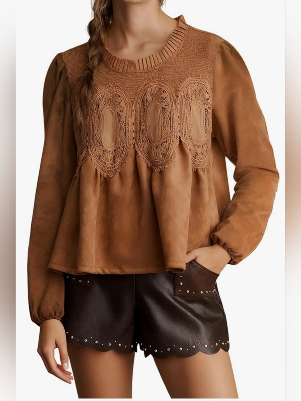 NWT Faux Swade & Lacez-yoke Sz M